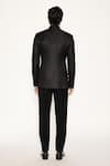 Shop_Ankit V Kapoor_Black Cotton, Silk Designer Woven Bandhgala And Pant Set _at_Aza_Fashions