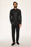 Buy_Ankit V Kapoor_Black Cotton, Silk Designer Woven Bandhgala And Pant Set _at_Aza_Fashions