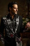 Ankit V Kapoor_Black Viscose Sequins Flora Nova Designer Tuxedo Set _at_Aza_Fashions