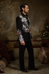 Shop_Ankit V Kapoor_Black Viscose Sequins Flora Nova Designer Tuxedo Set _at_Aza_Fashions
