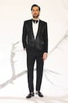 Buy_Ankit V Kapoor_Black Bows Designer Woven Jet Tuxedo Set _at_Aza_Fashions