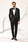 Buy_Ankit V Kapoor_Black Cotton Beads, Sequins Cosmic Drift Tuxedo Set _at_Aza_Fashions