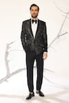 Buy_Ankit V Kapoor_Black Noir Bloom Tuxedo Set _at_Aza_Fashions