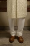 Ankit V Kapoor_Ivory Embroidery Heeranva Woven Silk Sherwani Set _Online_at_Aza_Fashions
