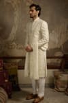 Buy_Ankit V Kapoor_Ivory Embroidery Heeranva Woven Silk Sherwani Set 
