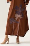 Buy_K-Anshika_Brown Cotton Embroidery, Beads, Sequins Cowl Neck Mocha Dress _Online_at_Aza_Fashions