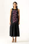 Buy_K-Anshika_Black Cotton Beads Round Neck Midi Dress With Abstract Embroidery _at_Aza_Fashions