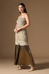 Rina Dhaka_Cream Net Sequins Square Neck Gold Kurta And Sharara Set _Online_at_Aza_Fashions