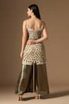 Shop_Rina Dhaka_Cream Net Sequins Square Neck Gold Kurta And Sharara Set _at_Aza_Fashions