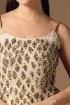 Buy_Rina Dhaka_Cream Net Sequins Square Neck Gold Kurta And Sharara Set 
