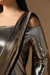 Rina Dhaka_Gold Lurex Off-shoulder Metallic Saree Gown _at_Aza_Fashions