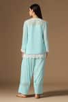 Shop_Rina Dhaka_Blue Georgette Beads, Embroidery Round Neck Marine Kurta And Salwar Set _at_Aza_Fashions