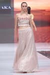 Buy_Rina Dhaka_Pink Net Fabric Flowers, Sequins Square Neck Baby Embroidered Top And Skirt Set _at_Aza_Fashions