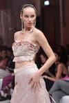 Rina Dhaka_Pink Net Fabric Flowers, Sequins Square Neck Baby Embroidered Top And Skirt Set _Online_at_Aza_Fashions