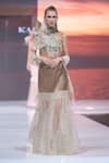 Buy_Rina Dhaka_Gold Silk, Net Sequins Skirt _at_Aza_Fashions