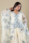 Buy_Anamika Khanna_Ivory Embroidery Open Neck, Cape Pant Set_Online_at_Aza_Fashions