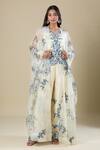Buy_Anamika Khanna_Ivory Embroidery Open Neck, Cape Pant Set_at_Aza_Fashions