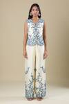 Shop_Anamika Khanna_Ivory Embroidery Open Neck, Cape Pant Set_Online_at_Aza_Fashions