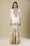 Anamika Khanna Ivory Cotton Embroidery Round Neck Kurta Set Online at Aza Fashions Anamika Khanna_Ivory Cotton Embroidery Round Neck Kurta Set_Online_at_Aza_Fashions