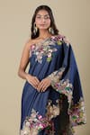Anamika Khanna_Blue Denim Embroidery Asymmetric Skirt Set _at_Aza_Fashions