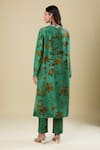 Shop_Anamika Khanna_Green Embroidery Round Neck Deep Sea Printed Kurta Set_at_Aza_Fashions