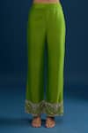 Buy_Matsya_Green Silk Sequins, Beads, Embroidery V-neck Lime Anarkali Set _Online_at_Aza_Fashions