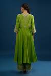 Shop_Matsya_Green Silk Sequins, Beads, Embroidery V-neck Lime Anarkali Set _at_Aza_Fashions