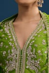 Buy_Matsya_Green Silk Sequins, Beads, Embroidery V-neck Lime Anarkali Set 