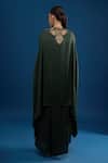 Shop_Matsya_Green Silk Embroidery Open , Round Bottle Cape Set _at_Aza_Fashions