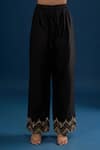 Shop_Matsya_Black Silk Zari, Embroidery V-neck Anarkali Set _Online_at_Aza_Fashions