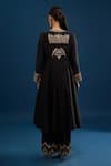 Shop_Matsya_Black Silk Zari, Embroidery V-neck Anarkali Set _at_Aza_Fashions
