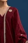 Matsya_Red Silk Embroidery V-neck Scarlet Anarkali Set _Online_at_Aza_Fashions