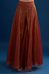Matsya_Red Silk Embroidery Square , Open Jacket Skirt Set _at_Aza_Fashions
