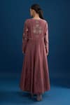 Shop_Matsya_Pink Silk Embroidery V-neck Anarkali Set _at_Aza_Fashions