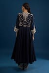 Shop_Matsya_Blue Silk Embroidery, Sequins V-neck Navy Anarkali Set _at_Aza_Fashions