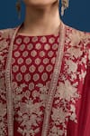Buy_Matsya_Red Silk Embroidery Open , Round Cape Kurta Sharara Set _Online_at_Aza_Fashions