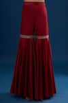 Shop_Matsya_Red Silk Embroidery Open , Round Cape Kurta Sharara Set _Online_at_Aza_Fashions