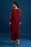 Shop_Matsya_Red Silk Sequins, Embroidery Round Neck Scarlet Kurta Set _at_Aza_Fashions