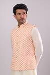 Shop_Arihant Rai Sinha_Orange Geometric Pattern Bundi _Online_at_Aza_Fashions