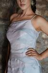 Label Anshu Khathuria_Pink Tissue Open Neck Pastel Designer Dress _Online_at_Aza_Fashions