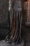Buy_Label Anshu Khathuria_Black Tissue Asymmetric Striped Designer Gown _Online_at_Aza_Fashions