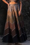 Label Anshu Khathuria_Black Boat Neck And Bronze Designer Lehenga Set _Online_at_Aza_Fashions