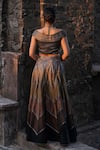 Shop_Label Anshu Khathuria_Black Boat Neck And Bronze Designer Lehenga Set _at_Aza_Fashions