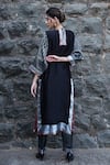 Shop_Label Anshu Khathuria_Black Silk, Brocade, Tissue Embroidery Round Neck Grey Hand Tunic And Pant Set _at_Aza_Fashions