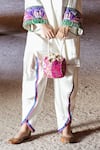 Label Anshu Khathuria_Ivory Embroidery Round Neck Hand Tunic And Tulip Pant Set _Online_at_Aza_Fashions