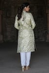 Label Anshu Khathuria_Gold Brocade, Silk, Cotton, Lycra Embroidery Round Sherwani Tunic And Pant Set _Online_at_Aza_Fashions