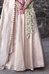 Label Anshu Khathuria_Pink Brocade, Tissue Embroidery Round Neck Designer Rose-pink Lehenga Set _Online_at_Aza_Fashions