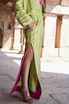 Shop_Label Anshu Khathuria_Green Silk, Brocade Embroidery Open Neck, And Rani-pink Handloom Jumpsuit Set _Online_at_Aza_Fashions
