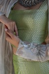 Buy_Label Anshu Khathuria_Green Tissue, Brocade Embroidery Open Neck Handloom Sharara Set With Jacket _Online_at_Aza_Fashions