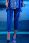 Buy_Mandira Wirk - Indian_Blue Chanderi Embroidery Mandarin Collar Indigo Kurta Pant Set _Online_at_Aza_Fashions